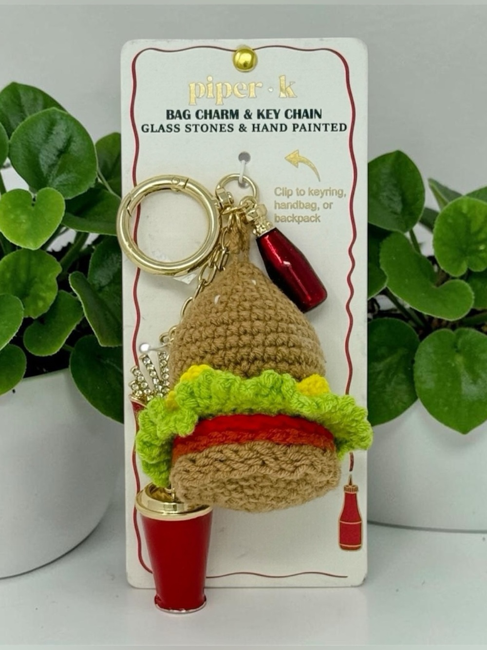 Piper K Crochet Hamburger Bag Charm